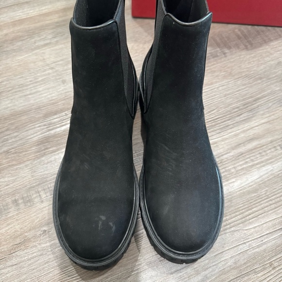 Salvatore Ferragamo Varsi Gancini Logo Chelsea Black Suede Leather Combat Boots - Picture 4 of 13